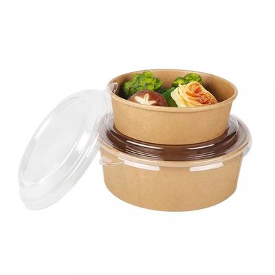 PET zeichnete die Wegwerf-Salat-Schüssel des Kraftpapier-850ml, die, um zu gehen Behälter der Nahrungsmittelbehälter-Salat-Verpackenwarmen küche kompostierbar ist