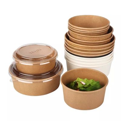 Nehmen Sie Kraftpapier-Salat-Schüssel-Nahrungsmittelbehälter besonders anfertigte Wegwerfkraftpapier-Schüssel für Suppe weg