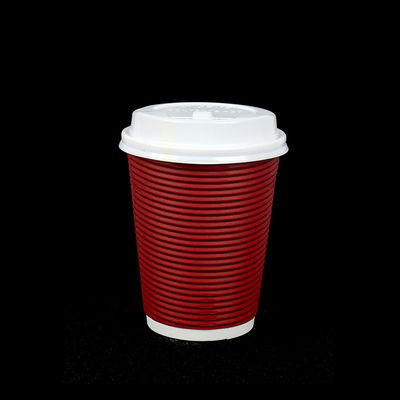 Kompostierbarer roter Kaffee-Wegwerfpapierspitze mit Deckel für Heißgetränke