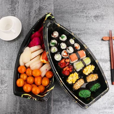 Vielzahl-Farbschiffstyp-Nahrung überzieht stapelbare Melamin-Boots-Sushi Tray Container