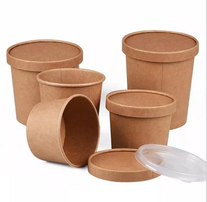 Logo Printing Disposable Kraft Paper-Suppenschüssel für das Imbiss-Nudel-Mitnehmerverpacken