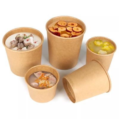 Einzelne Wegwerfwand-fettdichter Kraftpapier-Nahrungsmittelbehälter 12Oz für Congee-Mehlsuppe