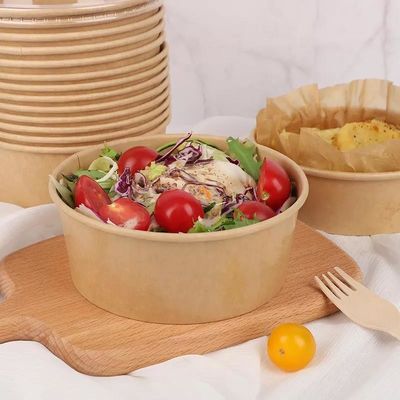Kundenspezifische heiße Suppen-Wegwerfkraftpapier-Salat-Schüssel 46oz mit Deckel