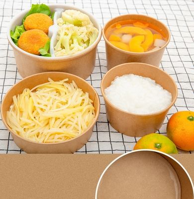 Kundenspezifischer Wegwerfdruck-nehmen biologisch abbaubare Salat-Schüssel-wasserdichte beschichtet Kraftpapier-Schüsseln weg