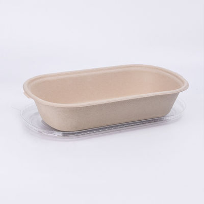 Salat-Nahrungsmittelbehälter-Bagassen-Kasten der Käse-rechteckigen Wegwerfpapiersuppenschüssel-1300ml biologisch abbaubarer mit Deckel-Abdeckung