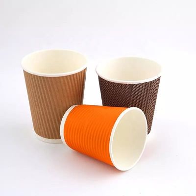 Kundenspezifische Logo Stylish Design Ripple Double-Wand isolierte zum Mitnehmen heiße Kaffee-Papier-Schale mit Deckeln