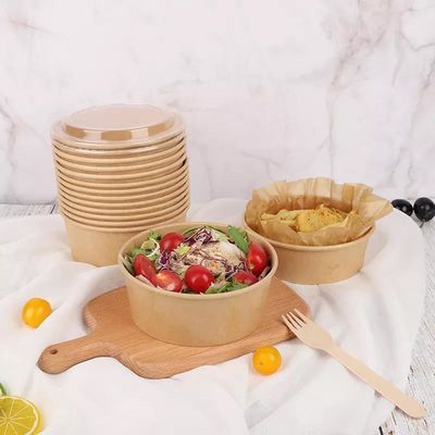 Kundenspezifische heiße Suppen-Wegwerfkraftpapier-Salat-Schüssel 46oz mit Deckel